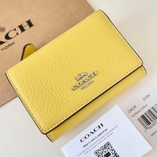 COACH Three-Fold Wallet Retro Yellow Mini Wallet