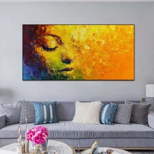 Orange face Hand Painted Oil Painting on Canvas Texture Abstract Home Decoration