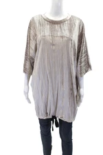 Zara Trafaluc Womens Textured Drawstring Hem Oversized Top Blush Pink Size M