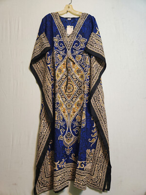 Women's Long Cotton Kaftan Dress - African Print Maxi, Dashiki Style, Beach Cover Up 8 thumbnail image