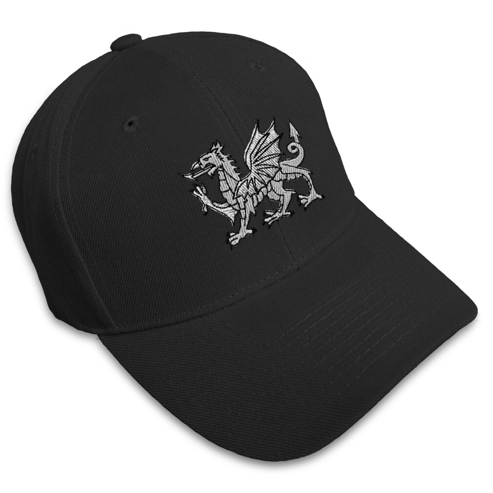 Baseball Cap White Welsh Dragon Embroidery Dad Hats for Men & Women 1 Size