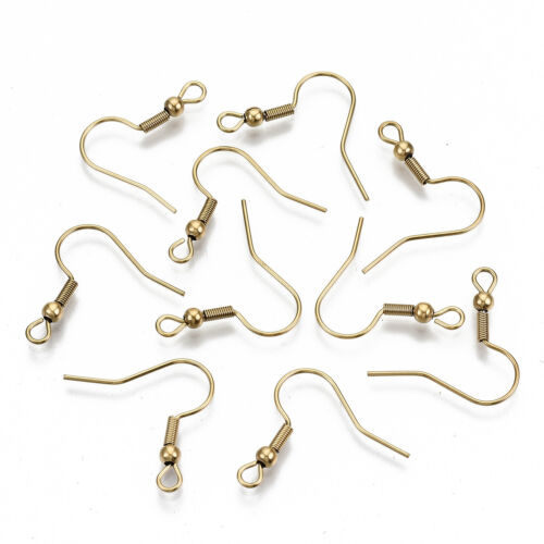 200pc Nickel Free 18K Gold Plated Stainless Steel Earring Hooks Ear Wire 21x22mm - Picture 1 of 3