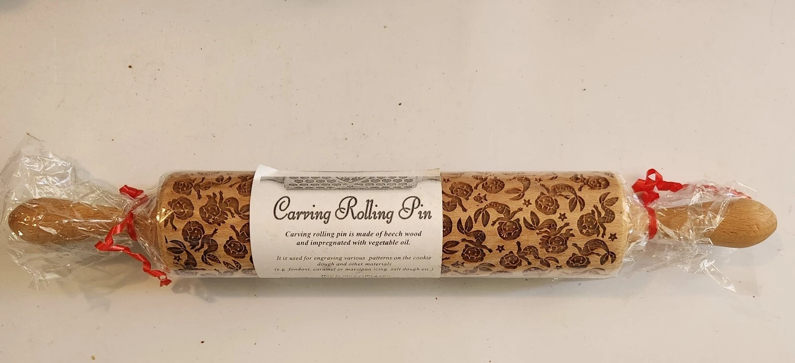 Carving Rolling Pin Beechwood Cute Mermaids and Stars 17" Baking and Crafts