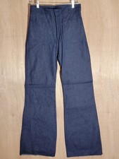 80s US navy military jeans mens 29x36 flared bell bottom FR denim dark wash blue