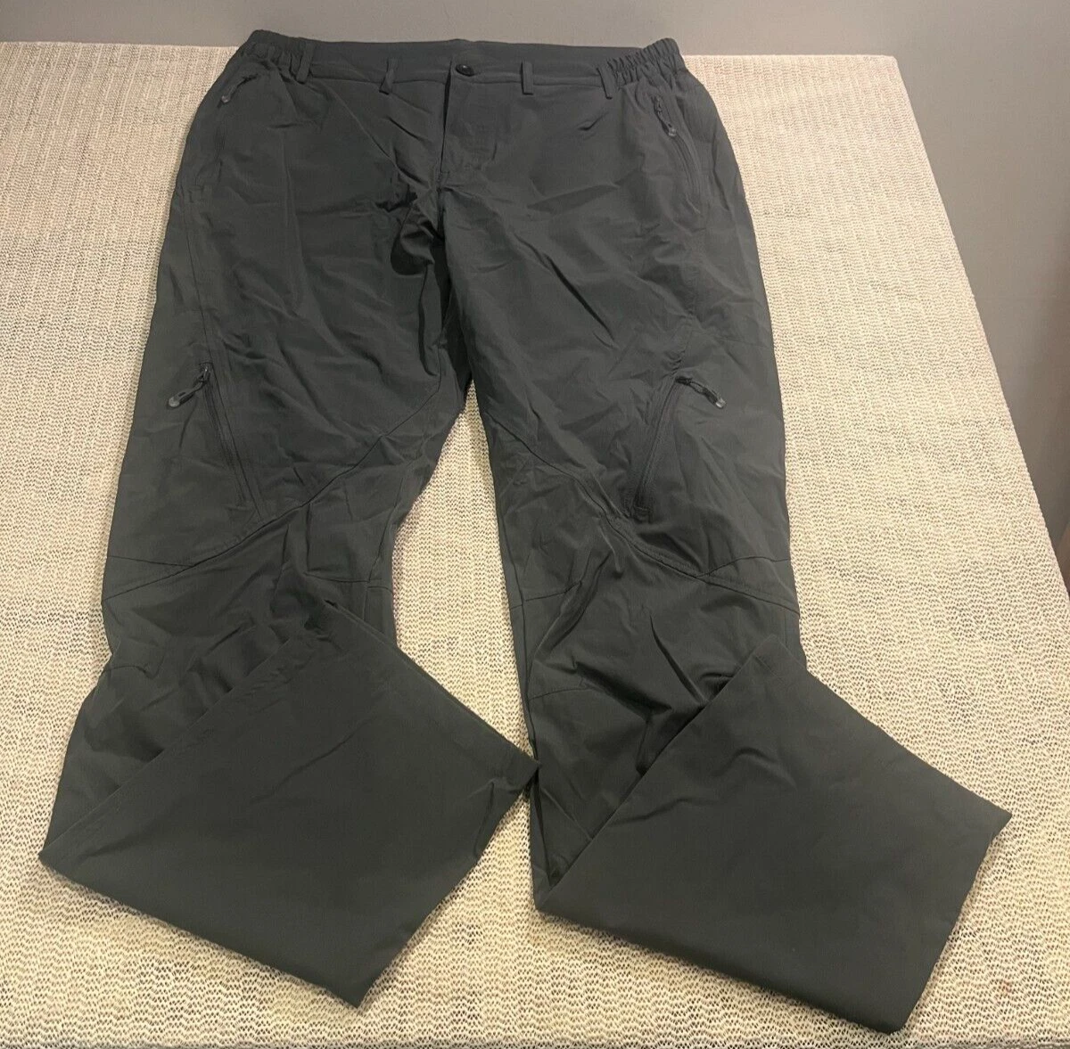Postropaky Pants Men 38x34 Gray Nylon Lightweight Cargo Stretch Waist Hiking