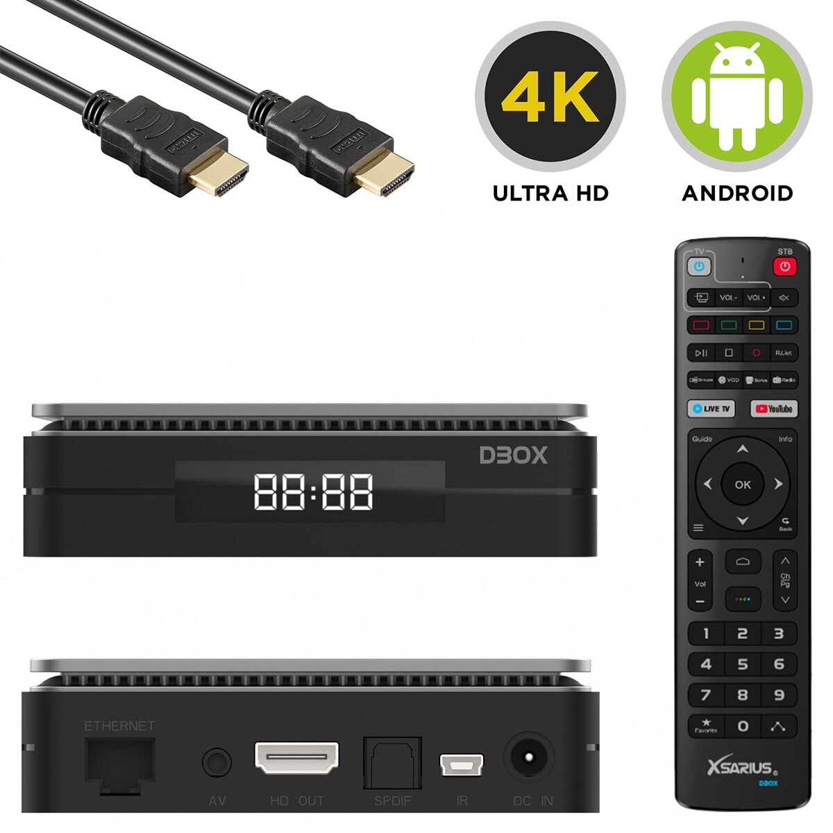 Thumbnail - Xsarius Dbox 4k Uhd Hdr10+ Bluetooth Dual-wifi Android 9.0 Pie