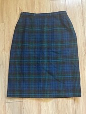 Vintage 1960s Pendleton Blue Tartan Wool Pencil Skirt