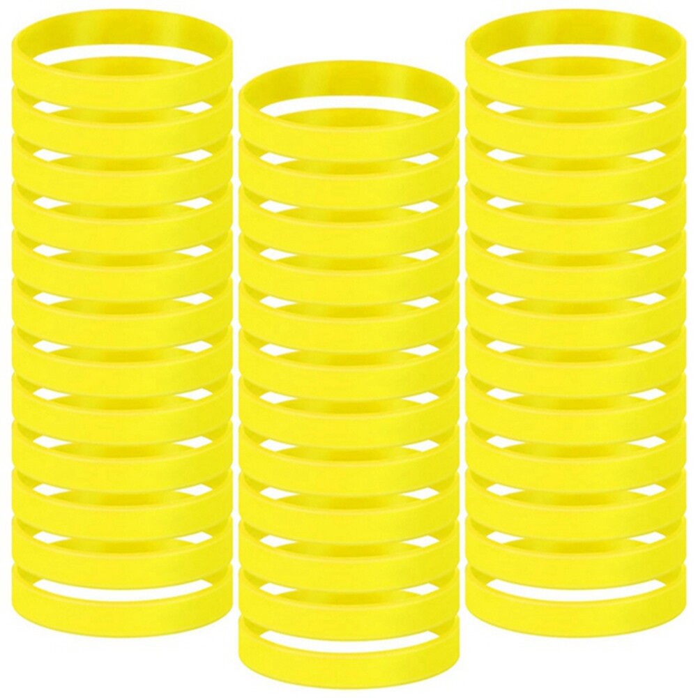 100 Pcs Solid Color Rubber Bracelets Silicone Wristband Sports Elastic2665
