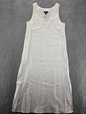 DKNY Linen Long Dress White Women s Size Small Style P41C8FZK