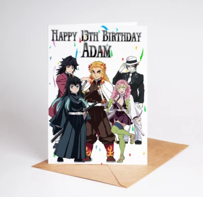 Personalised Birthday Card Demon Slayer Manga Anime Son Daughter Nephew Grandson