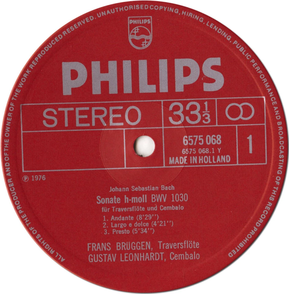 BRUGGEN Recorder BACH Complete Sonatas and Partitas for Flute PHILIPS 6775022 NM - Image 3 of 3