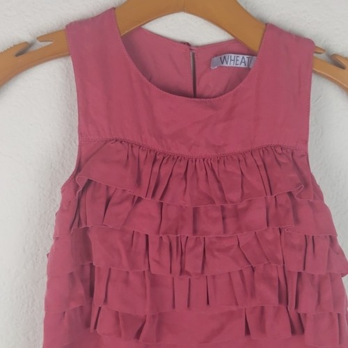 Wheat Girls' Dress Tencel Ruffle Sleeveless Lined Dress Pink Size 6Y - Picture 4 of 9