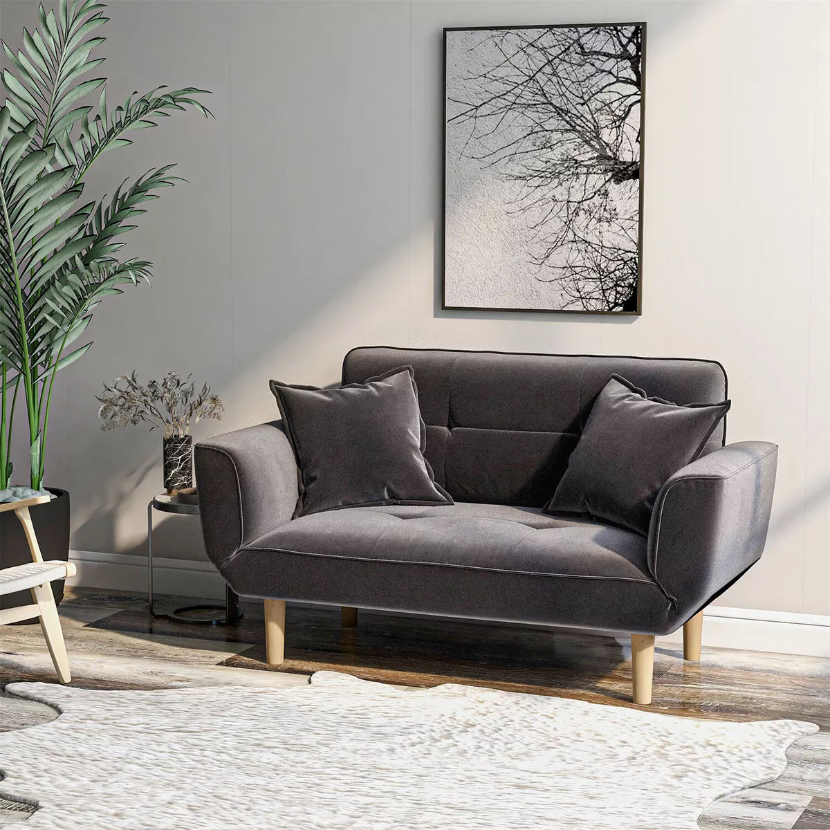 Recliner Small Sofa Bed Velvet Loveseat Kids Sofa Couch with Adjustable Armrest