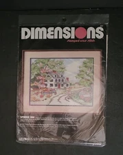Vintage 1987 Dimensions Stamped Cross Stitch Spring Inn Kit 3097. NICE!