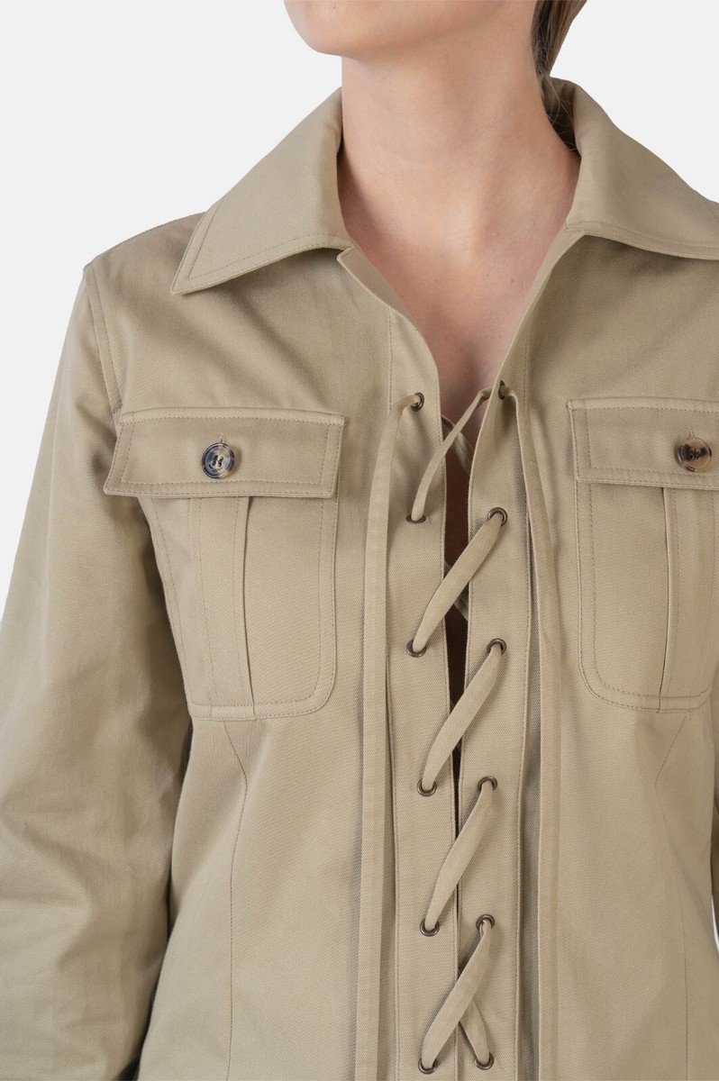 Saint Laurent YSL Resort 2020 Tan Cotton Safari Lace Up Mini Saint Laurent YSL Resort 2020 Tan Cotton Safari Lace Up Mini