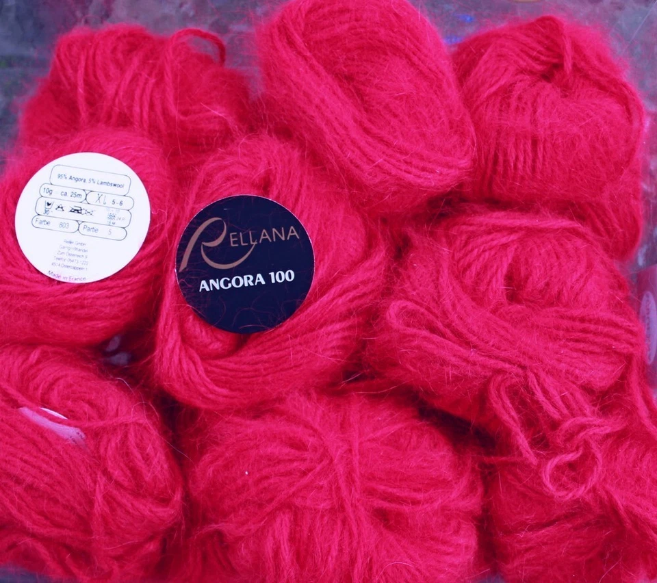 10g  "Angora100" von Rellana 95% langhaar Angora  Vintage Rarität  rot - Bild 1 von 1