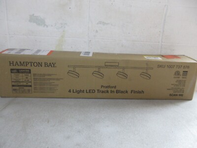 Hampton Bay 2.6 ft. 4-Lights Black Integrated LED Fixed Track Lighting Kit