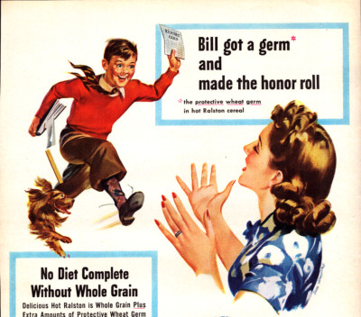 Ralston Wheat Cereal St. Louis MO Boy Report Card Dog Mom Vintage Print Ad 1941