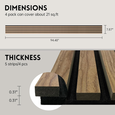 3D Fluted Wall Panels 4PC Wood Slat Wall Panels 94.5x8 - 3D Acoustic ...