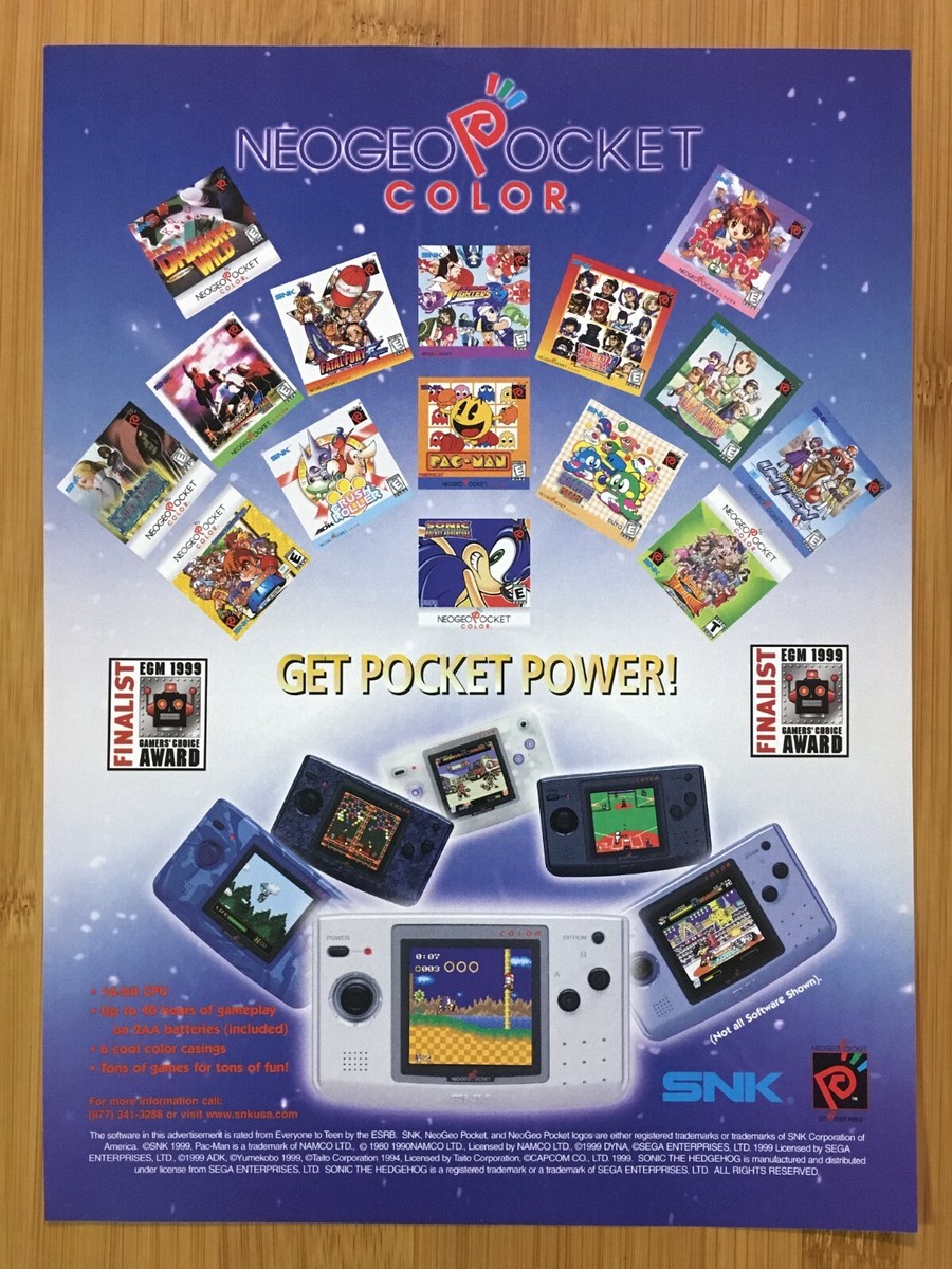 1999 Neo Geo Pocket Color System Vintage Print Ad/Poster Console