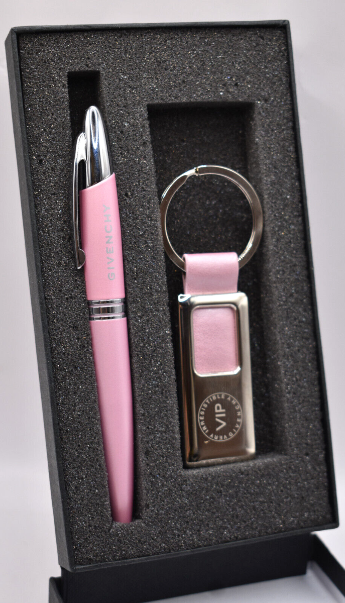 Givenchy perfums designer PEN & KEY CHAIN SET PINK ~ NEW IN BOX