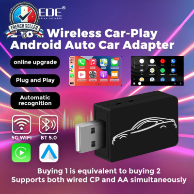 Wireless CarPlay Adapter - Smart USB Dongle, Plug & Play, Android Auto,