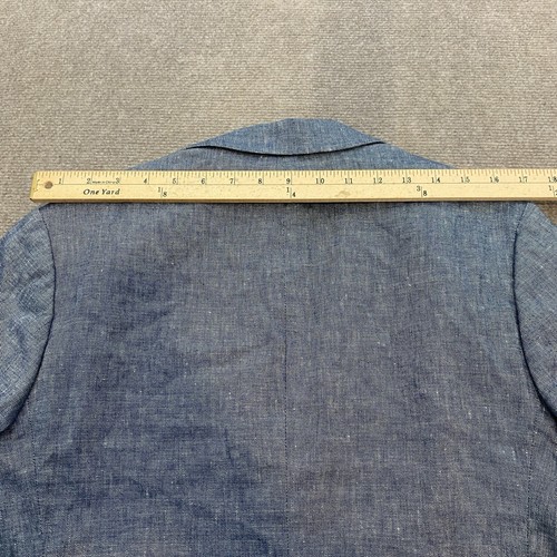 Fairlane Blazer Sport Coat Mens Medium Linen Blend Blue Regular Fit Two Button - Picture 11 of 14