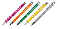 5 Kugelschreiber Aus Metall Mit Namensgravur - Je 1X Pink,Oange,GrüN,Gelb,Grau
