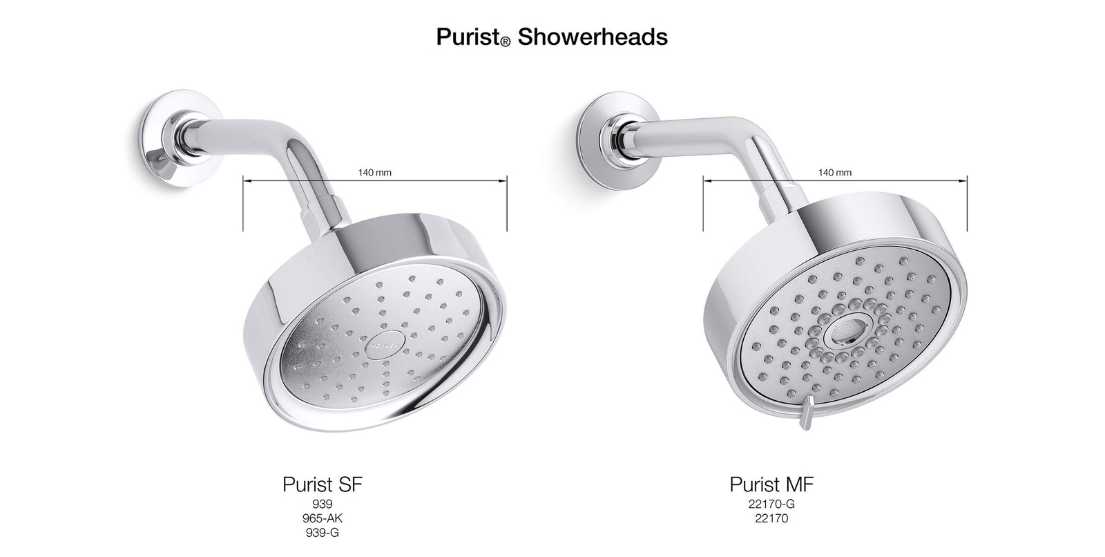 Kohler 22170-CP Purist® Cabezal De Ducha De Tres Funciones, 2,5 Gpm