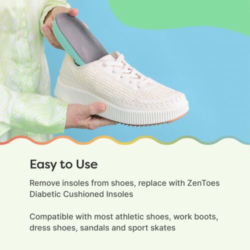 ZenToes Diabetic Cushioned Insoles for Men and Women Shock Absorbing Plastazote - Picture 3 of 7