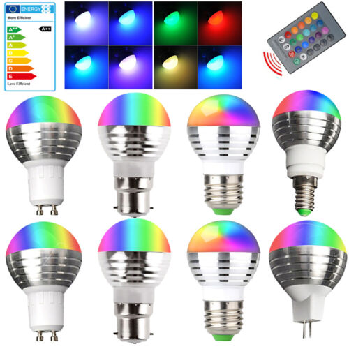 LED Leuchtmittel E14 E27 B22 GU10 MR16 Strahler mit Fernbedienung RGB Farbwechsel - Bild 1 von 17