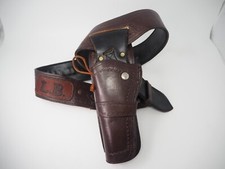 Vintage Hand Made Leather Holster Belt Revolver Tooled