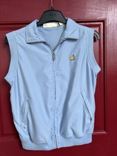 Magnolia Lane Masters Logo Vest Womens Small Light Blue Mesh Lined Golf Full Zip
