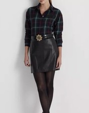 LAUREN RALPH LAUREN Women's Leather Pencil Mini Skirt size 6 black
