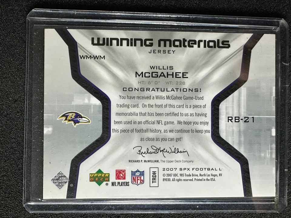 Willis McGahee Upper Deck 2007 SPX Football Game-Used Winning Materials Jersey - Image 2 of 2
