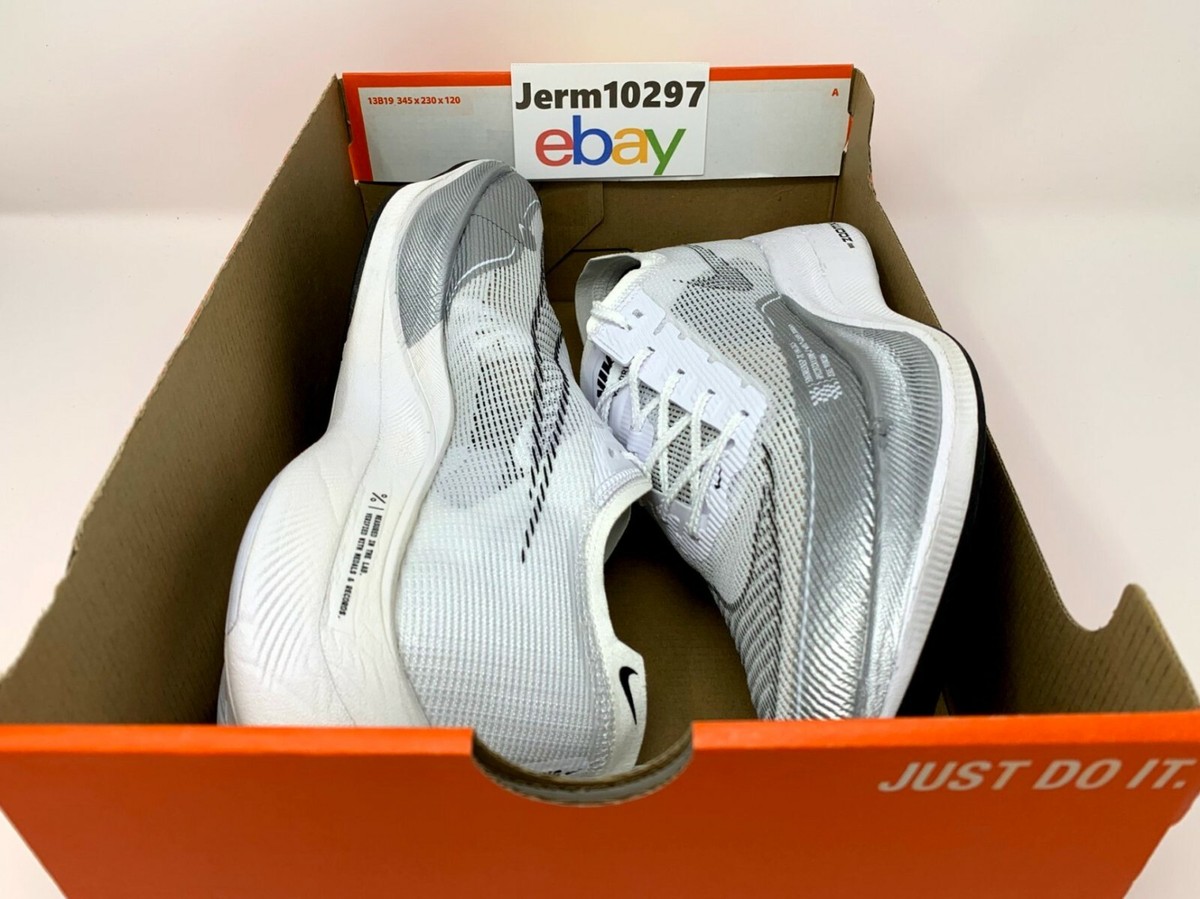 New Men's Nike ZoomX Vaporfly Next% 2 White Silver Running