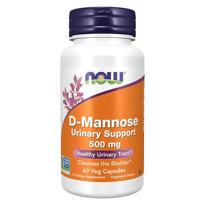 NOW D-Mannose Urinary Support 500 mg - 60 Veg Caps, Cleanses the Bladder