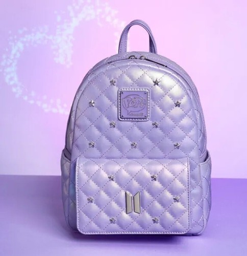 Funko Pop! By Loungefly BTS Logo Iridescent Purple Mini Backpack - Picture 1 of 8
