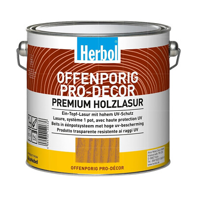 HERBOL Offenporig Pro Decor 2.5 LTR Holzlasur Holzschutzlasur Wetterschutzlasur