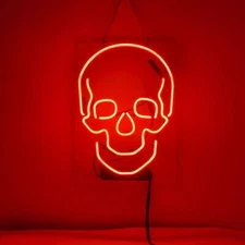 20"x16" Haunted House Skull Sugar Red Acrylic Neon Sign Light Handmade QL