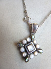 CSX Thailand 925 silver abalone Mother of pearl pendant w/ fine chain necklace