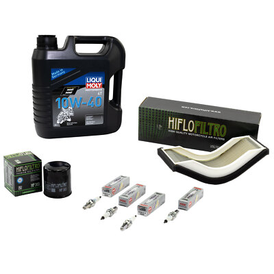Öl Wartung Set 4L für Kawasaki ZX-10R ZXT 2004-07 Luftfilter Ölfilter Zündkerzen