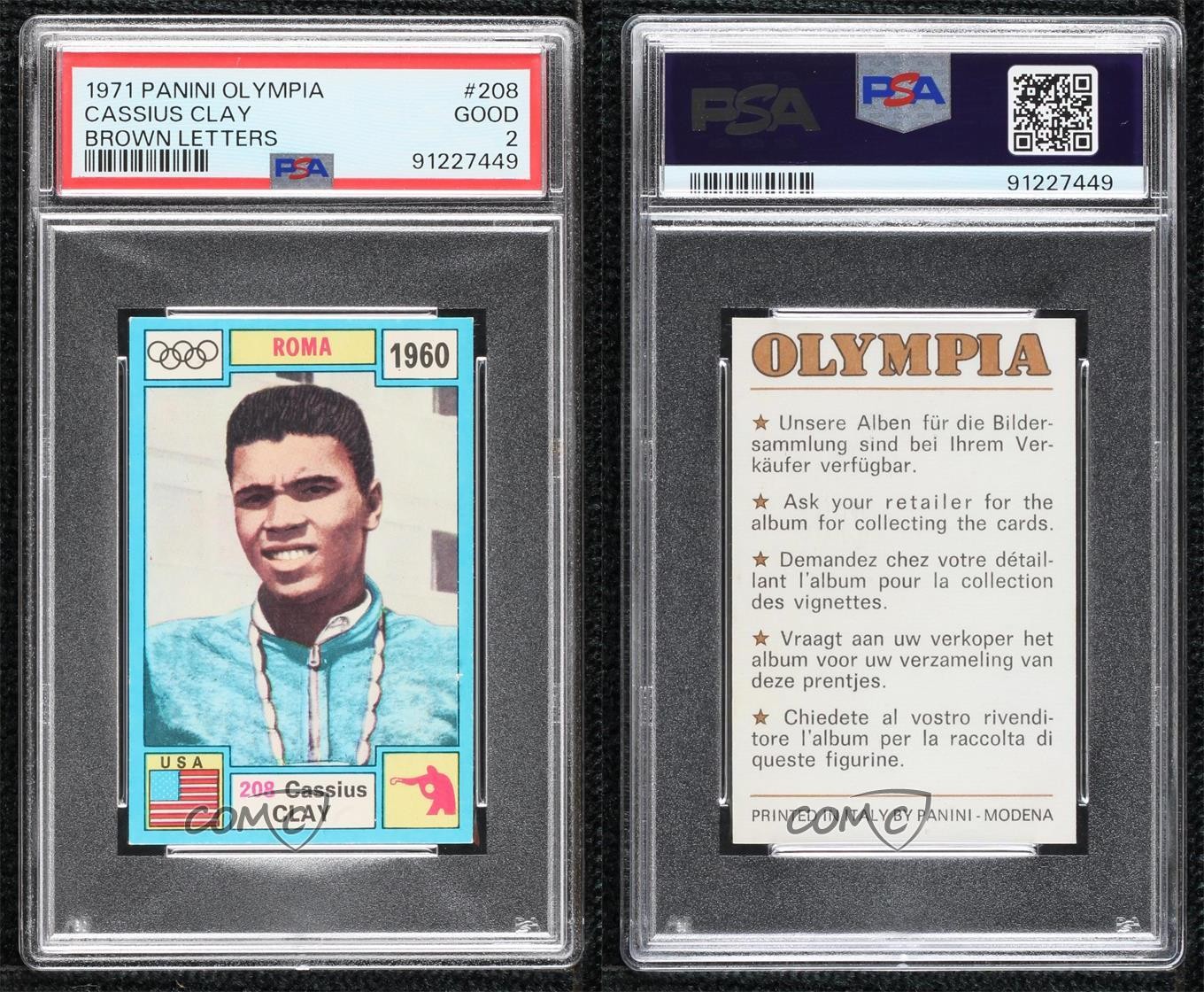 1971 Panini Olympia 1896-1972 Stickers Cassius Clay Jr Muhammad Ali PSA 2 05ga view 3
