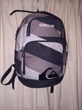 Quicksilver Backpack Black Gray Striped Book Bag School Surf Beach