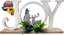 Christmas Table Decorations Joy Farmhouse Christmas Tree Elk Sign Wooden Winter 