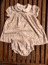 Vintage Ralph Lauren Dress And Diaper Cover White Pink Floral