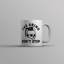 Taza The Grind Dont Stop Divertida Espeluznante Halloween Cafetera Calavera Broma Taza