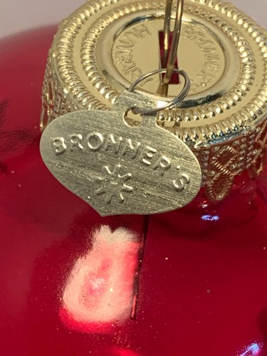 Bronner's CHRISTmas Wonderland Ornament, klares rötliches Glas mit goldenen Engeln - Bild 5 von 6