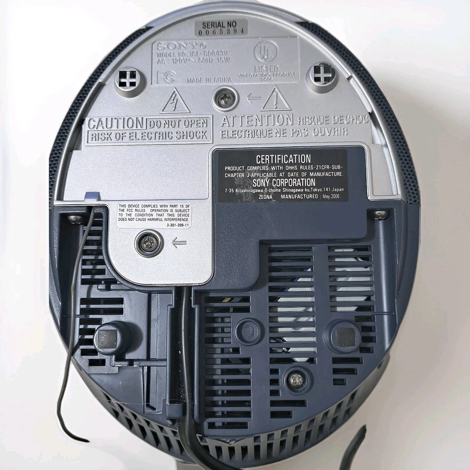 Sony Dream Machine ICF-CD843V AM FM Radio CD Player Alarm Clock Tested WORKING - Image 4 of 4