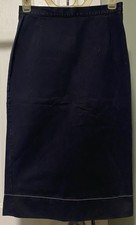 Prada Navy Midi Pencil Skirt Cotton 38